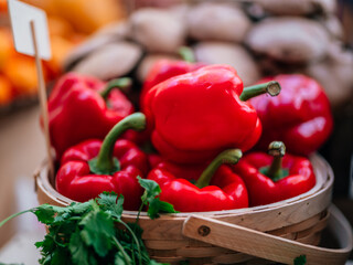 red peppers in a basket vegetables 