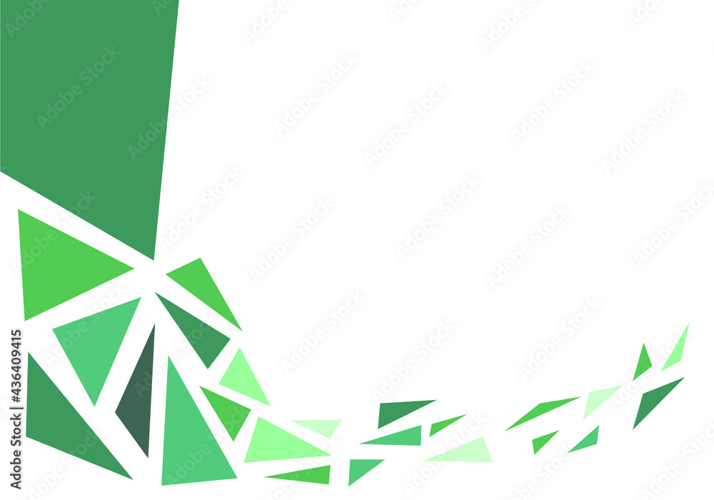 Wall mural shattered geometric green triangle on a white background