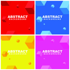 Obraz premium Illustration set vector of abstract background in blue, red, yellow, and pink color. Good to use for banner, social media template, poster and flyer template, etc