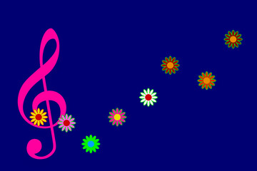 ト音記号と花.
