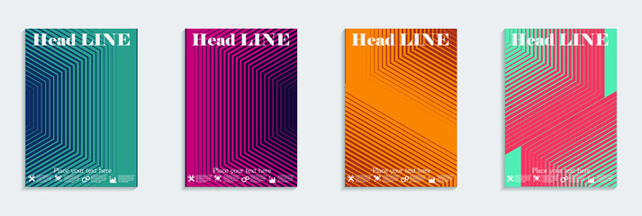 Minimal covers design. Cool halftone gradients.