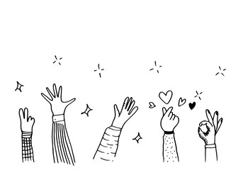 Applause hand draw on white background.vector illustration.