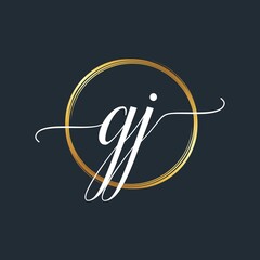 GJ Initial Letter handwriting stylish Logo designs Symbol