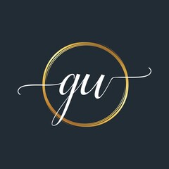 GU Initial Letter handwriting stylish Logo designs Symbol
