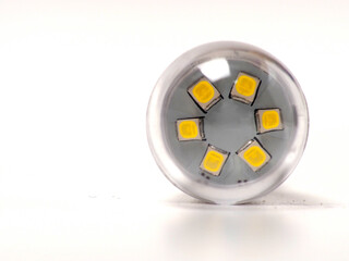 Close up shoot of white small led lamp with e12 socket