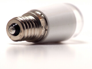 Close up shoot of white small led lamp with e12 socket