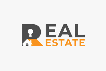 Initial R logo, letter R with home and keyhole combination, usable Real Estate Business logos, flat design logo template,vector illustration
