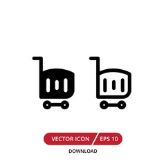 Shopping cart or shopping trolley  icon  Design Template. Illustration vector graphic. simple flat icon isolated on white background.  Perfect for your web site design, logo, app, UI