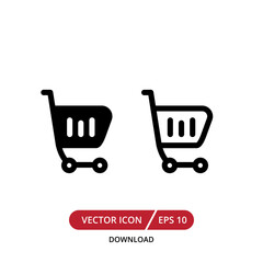 Shopping cart or shopping trolley  icon  Design Template. Illustration vector graphic. simple flat icon isolated on white background.  Perfect for your web site design, logo, app, UI