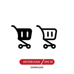 Shopping cart or shopping trolley  icon  Design Template. Illustration vector graphic. simple flat icon isolated on white background.  Perfect for your web site design, logo, app, UI