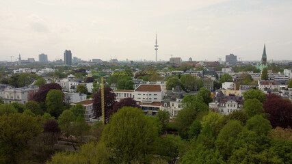 Alster Park at River Alster Lake in Hamburg from above - aerial photography