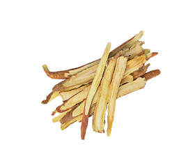 Licorice roots on white background