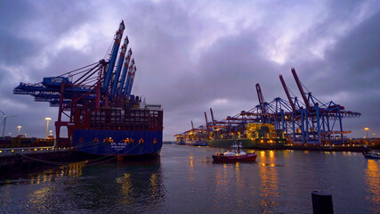 Fototapeta na wymiar Eurogate Container Terminal in the Port of Hamburg - aerial view - travel photography