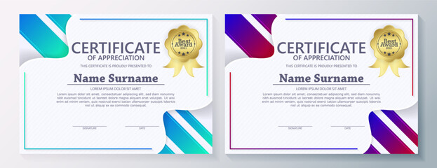 Colorful abstract certificate award template