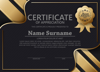 Luxury black and gold certificate - obrazy, fototapety, plakaty
