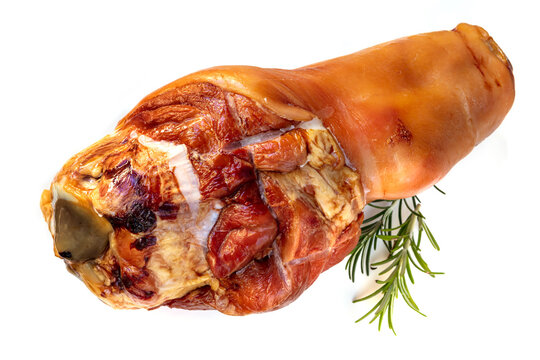 Smoked Ham Hock with Herbs Isolated Top View