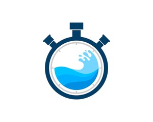 Modern stopwatch with abstract beach wave inside