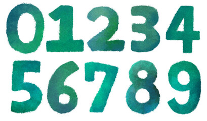 数字　緑色　カラフル　イラスト