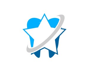 Healthy tooth with star shape and swoosh inside