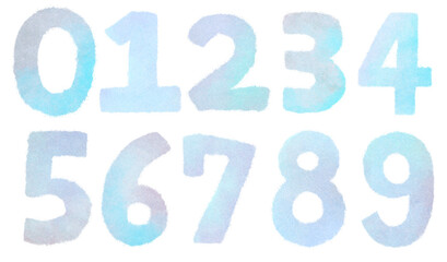 数字　淡い水色　イラスト