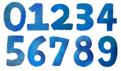 数字　青色　イラスト　シンボル