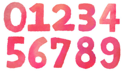 数字　ピンク　カラフル　イラスト