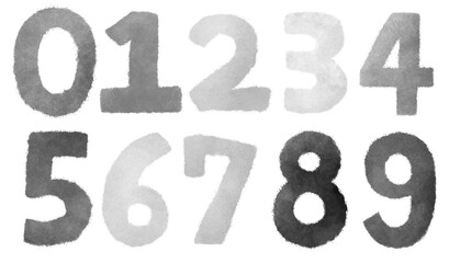 数字　質感のある　イラスト　モノクロ　アイコン