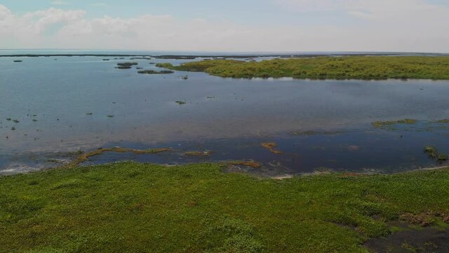 Lake Okeechobee aerial view. Drone flight.