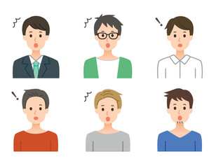 ビックリしている男性 シンプルなイラスト素材