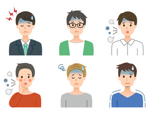 Fototapeta premium 不調の男性 シンプルなイラスト素材