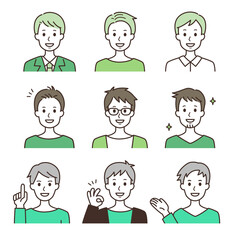 笑顔の男性1 シンプルな線画イラスト