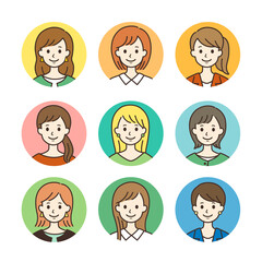 笑顔の女性アイコン2 シンプルなイラスト素材