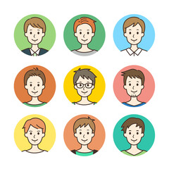 笑顔の男性アイコン1 シンプルな線画イラスト