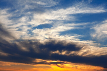 Soft dawn sky with beautiful clouds 