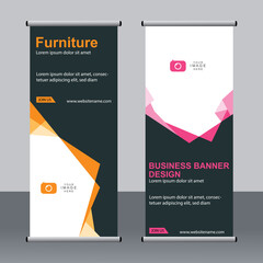 Business banner roll up set, standee banner template, Modern banner.