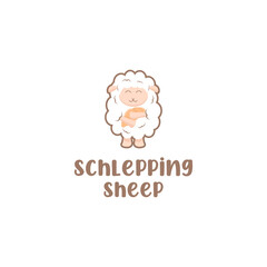 sheep icon logo design, vector illustration