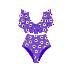 Female two-piece swimsuit with polka dot print