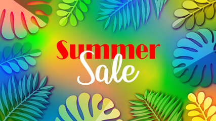Fototapeta na wymiar Colorful Luxury Summer sale tropical banner template