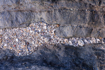 Stones and sand on the beach