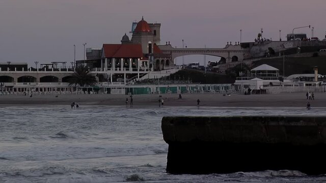 The Tower of the Monk (Torreon del Monje), a Small Castle and Iconic Building on the Seafront in Mar del Plata, Buenos Aires Province, Argentina.  