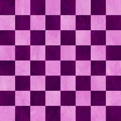 Fototapeta premium Purple and lavender checkered chess board background. Polished marbled stone textured squares. Seamless.