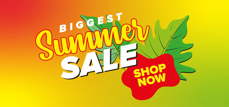 Colorful Luxury Summer sale tropical banner template