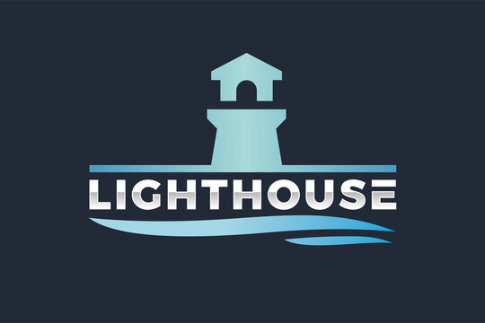 simple lighthouse water logo