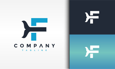 Fototapeta premium letter F whale tail logo