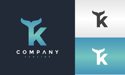 letter K whale tail logo