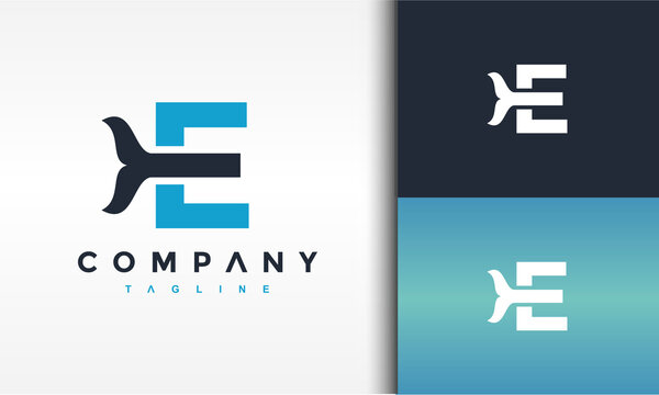 letter E whale tail logo