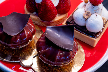 French pastry with chocolate square on top