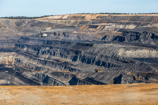 Landscape view of the open cut coal mine at Muja, near Collie in Western Australia.