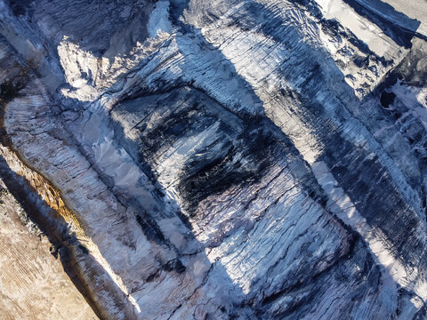 Vertical Aerial view of the open cut coal mine at Muja, near Collie in Western Australia.