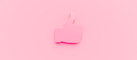 Pink social media concept. Pink Like on a Pink background. 3D Rendering - obrazy, fototapety, plakaty